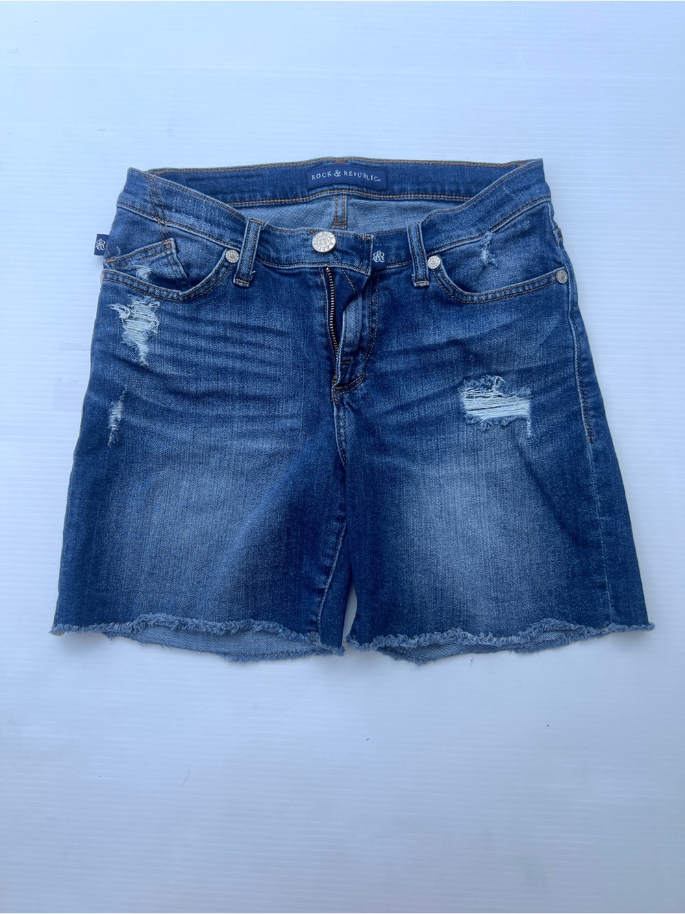 Rock & Republic Blue Distressed Denim Cutoff Shorts